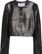 Brandon Maxwell The Ryder Boxy Leather Crop Jacket
