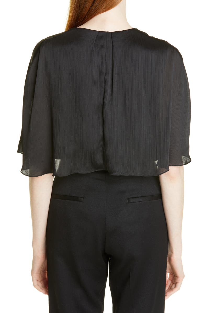 Lela Rose Cape Overlay Chiffon Blouse, Alternate, color,