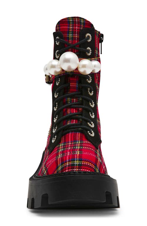 Betsey Johnson Jonnie Lug Sole Boot In Red