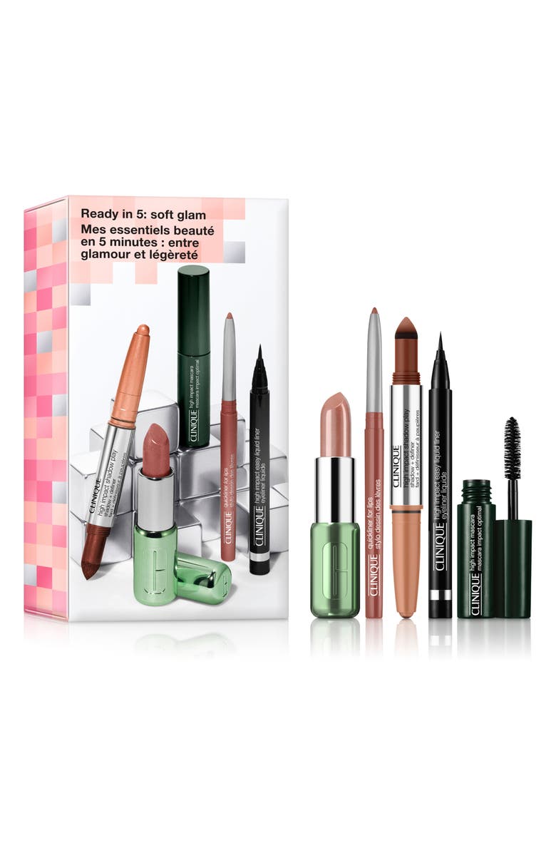 Clinique Ready In 5: Soft Glam Makeup Gift Set for Eyes & Lips $99 Value, Alternate, color, 