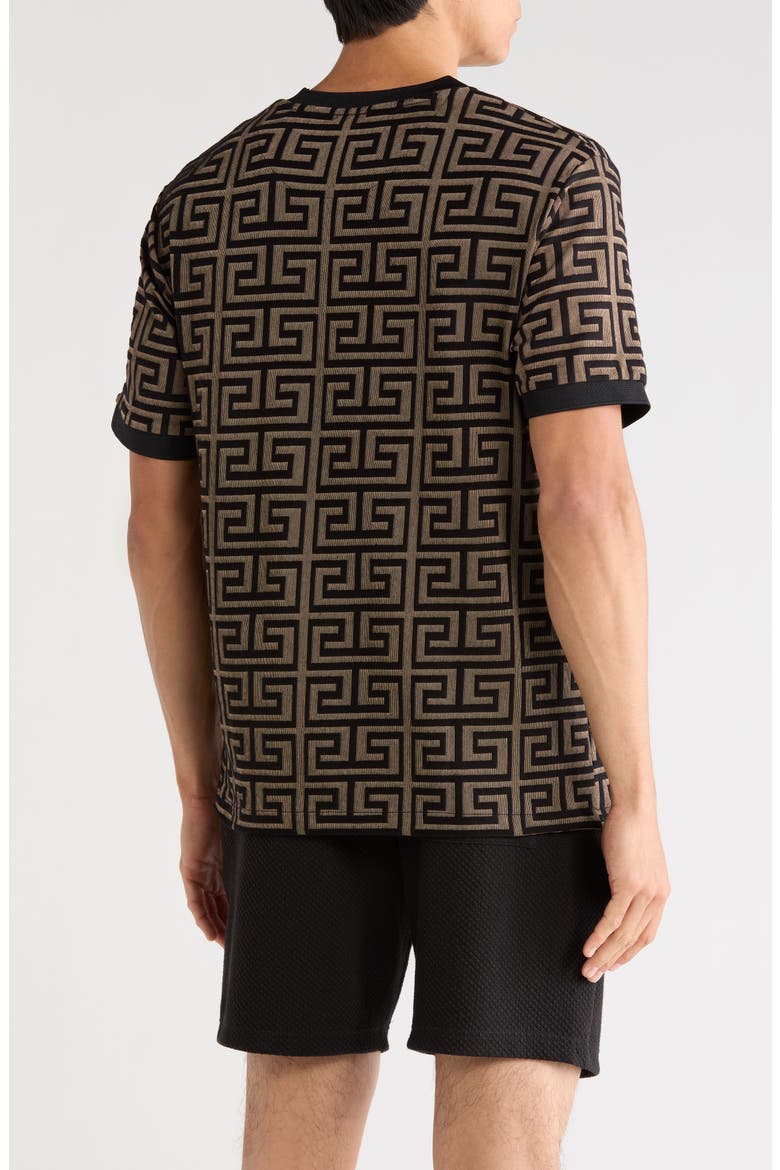 Greek Key Jacquard T-Shirt, Alternate, color, BLACK