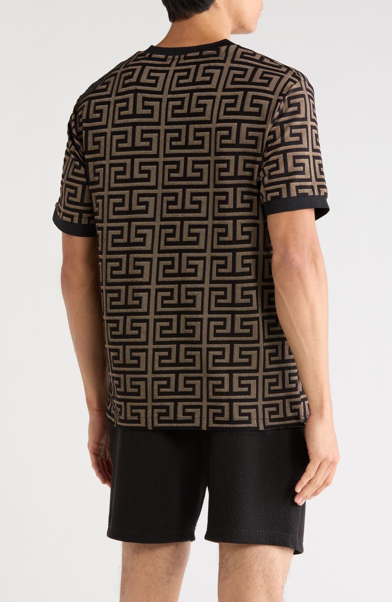 Cactus Man Greek Key Jacquard T-Shirt, Alternate, color, Black