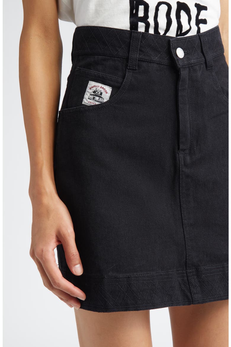 Knolly Brook Cotton Twill Miniskirt, Alternate, color, BLACK