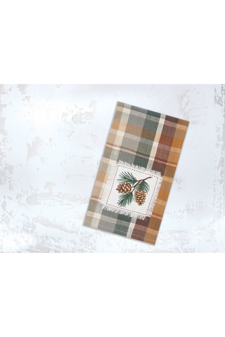 Aspen Plaid Pinecone Dishtowel, Alternate, color, White