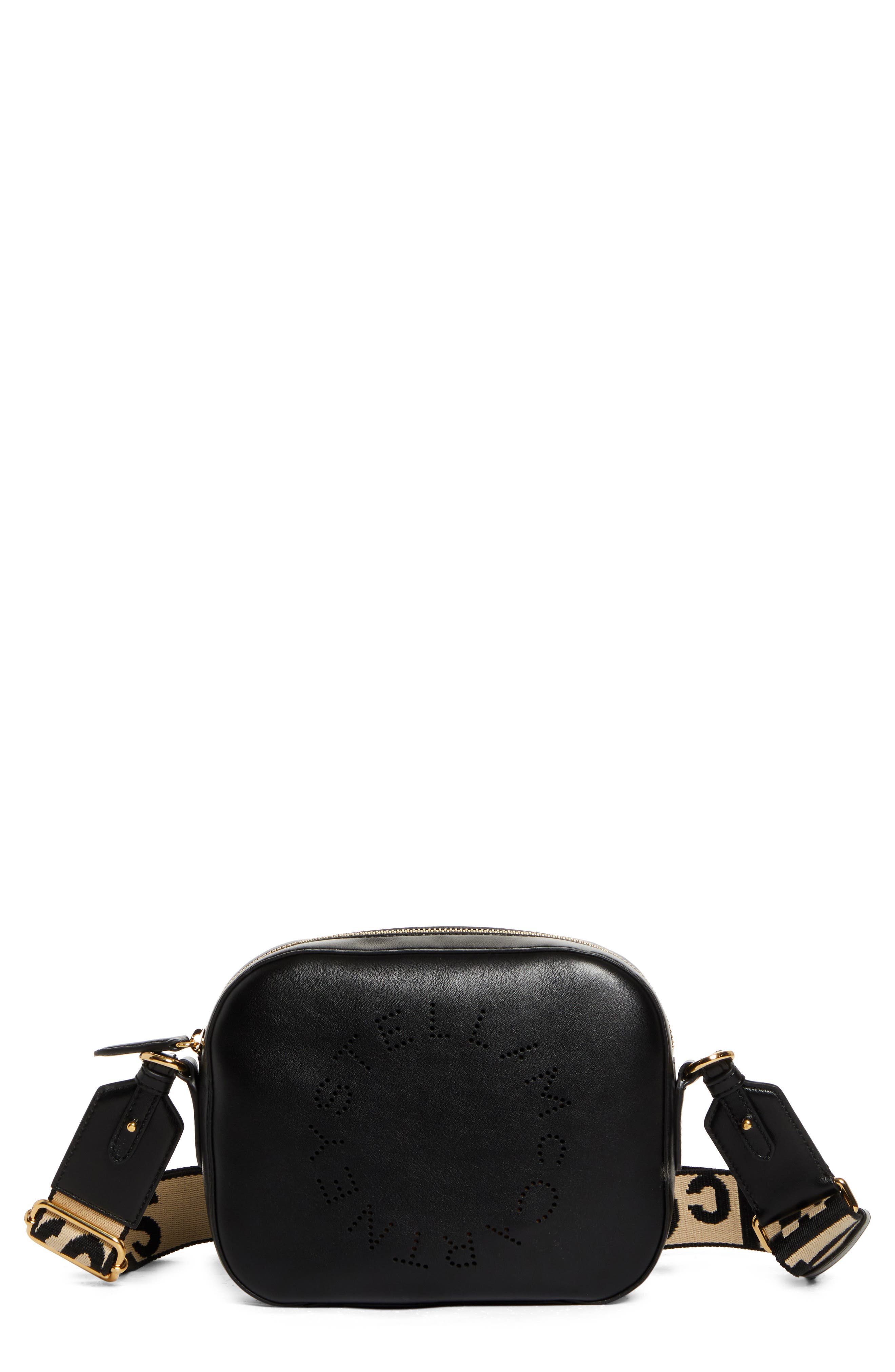 Stella McCartney Small Perforated Logo Faux Leather Camera Bag, Main, color, 