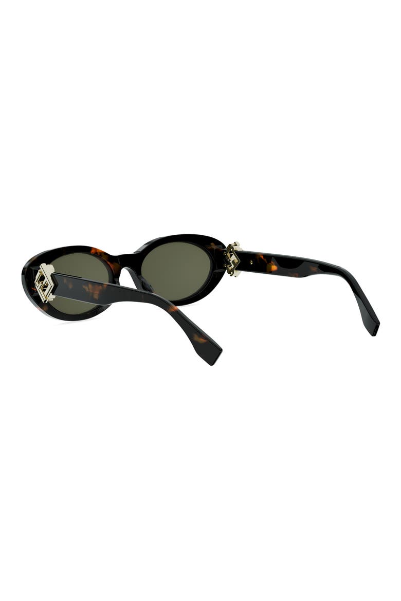 'Fendi Diamonds 53mm Oval Sunglasses, Alternate, color, DARK HAVANA / GREEN