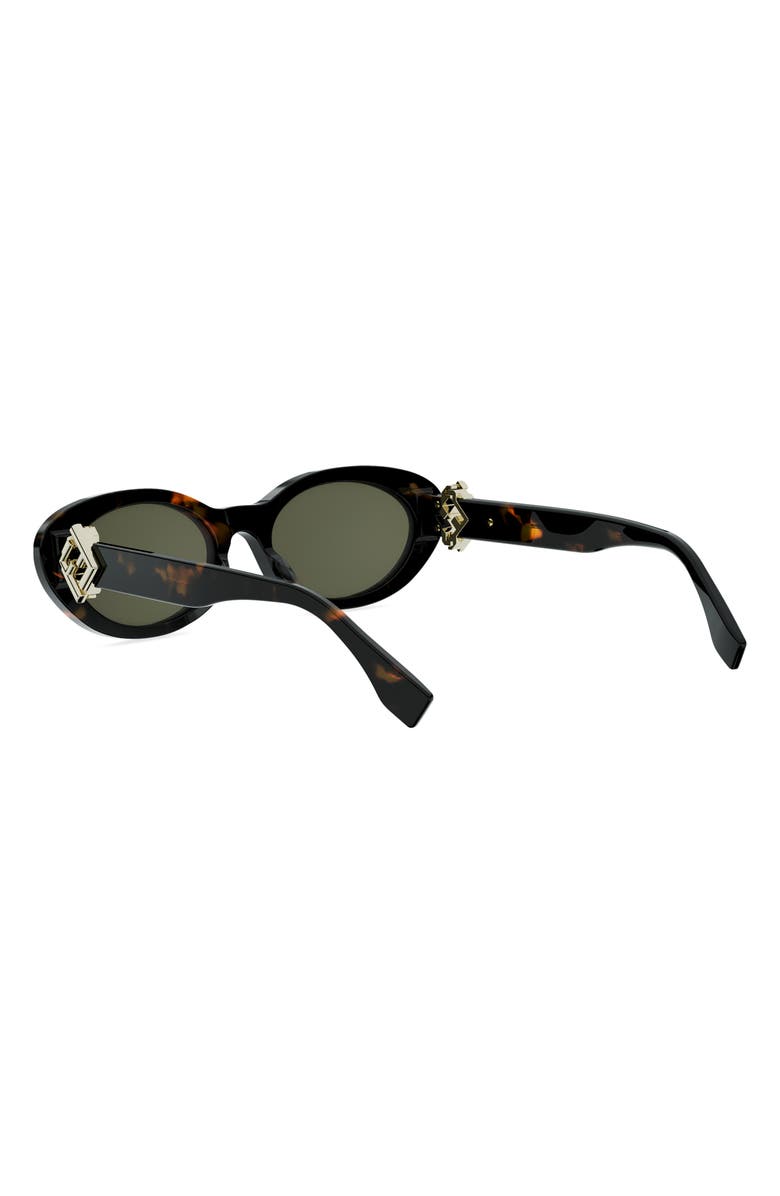 Fendi 'Fendi Diamonds 53mm Oval Sunglasses, Alternate, color, Dark Havana / Green