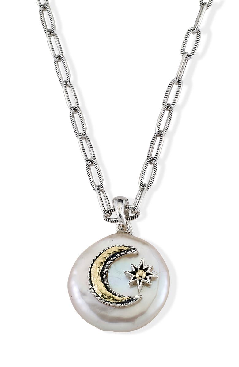 SAMUEL B. Two-Tone Sun & Moon Mother-of-Pearl Pendant Necklace, Main, color, White
