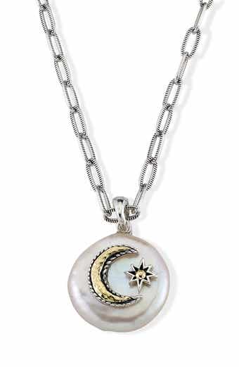 SAMUEL B. Two-Tone Sun & Moon Mother-of-Pearl Pendant Necklace