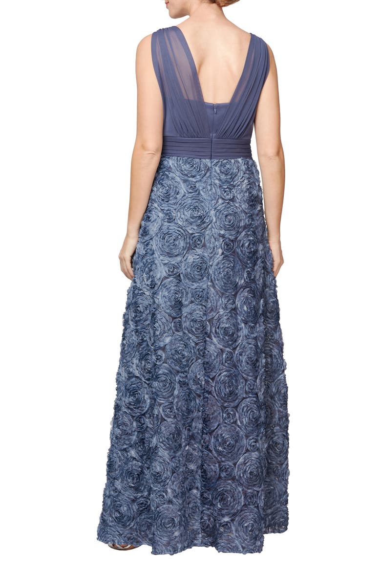 Rosette Chiffon Gown, Alternate, color, WEDGEWOOD