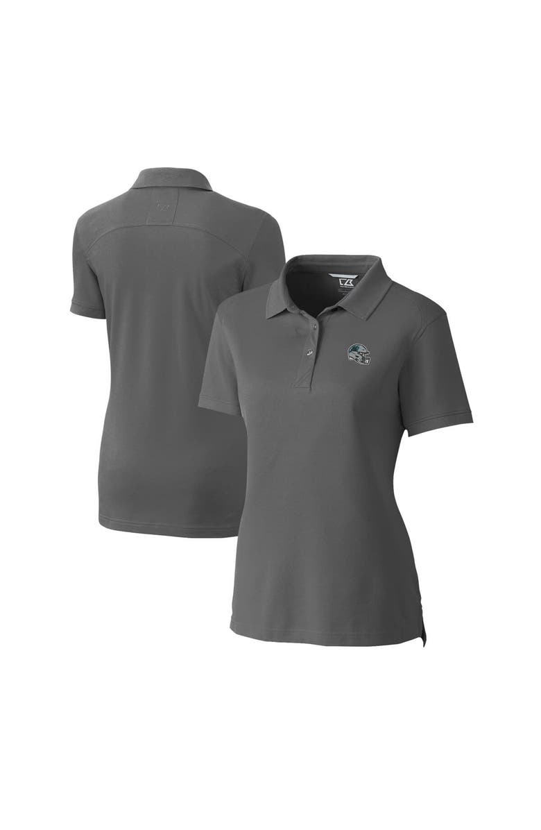 Cutter & Buck Women's Cutter & Buck  Gray Carolina Panthers Helmet Logo Advantage DryTec Tri-Blend Pique Polo, Main, color, 