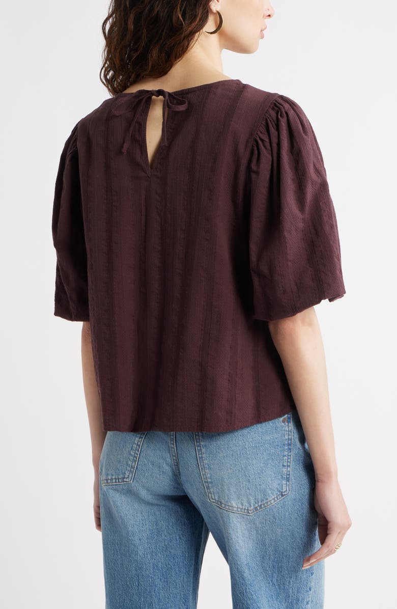 Treasure & Bond Bubble Sleeve Cotton Dobby Top, Alternate, color, Burgundy Fudge