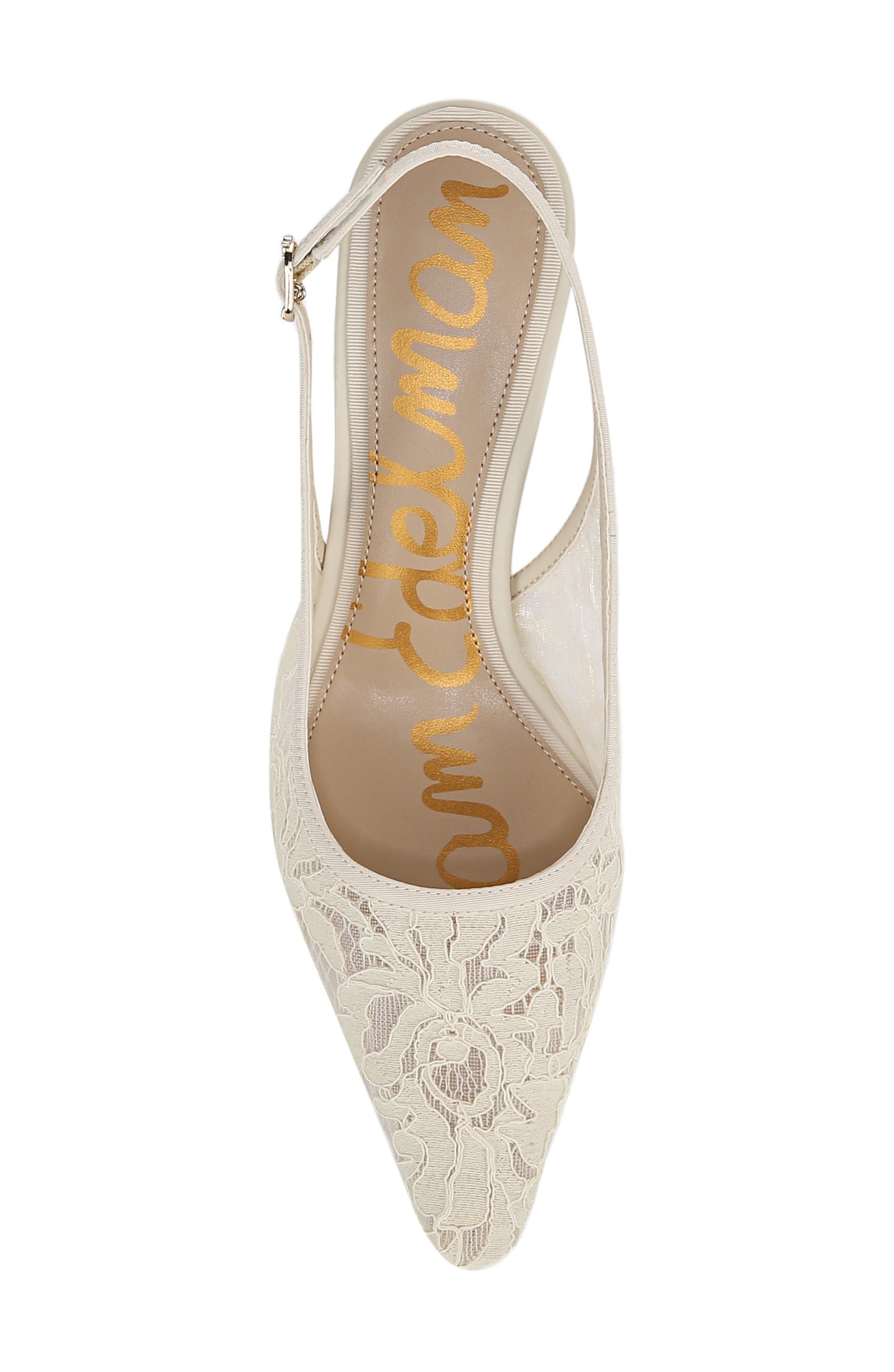Sam Edelman Bianka Slingback Mesh Pointed Toe Pump, Alternate, color, Ivory
