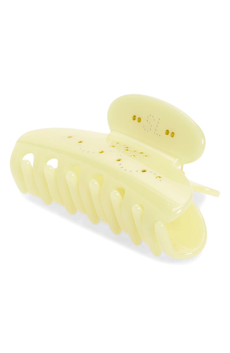 Sandy Liang Princess Crystal Embellished Claw Clip, Main, color, Chartreuse