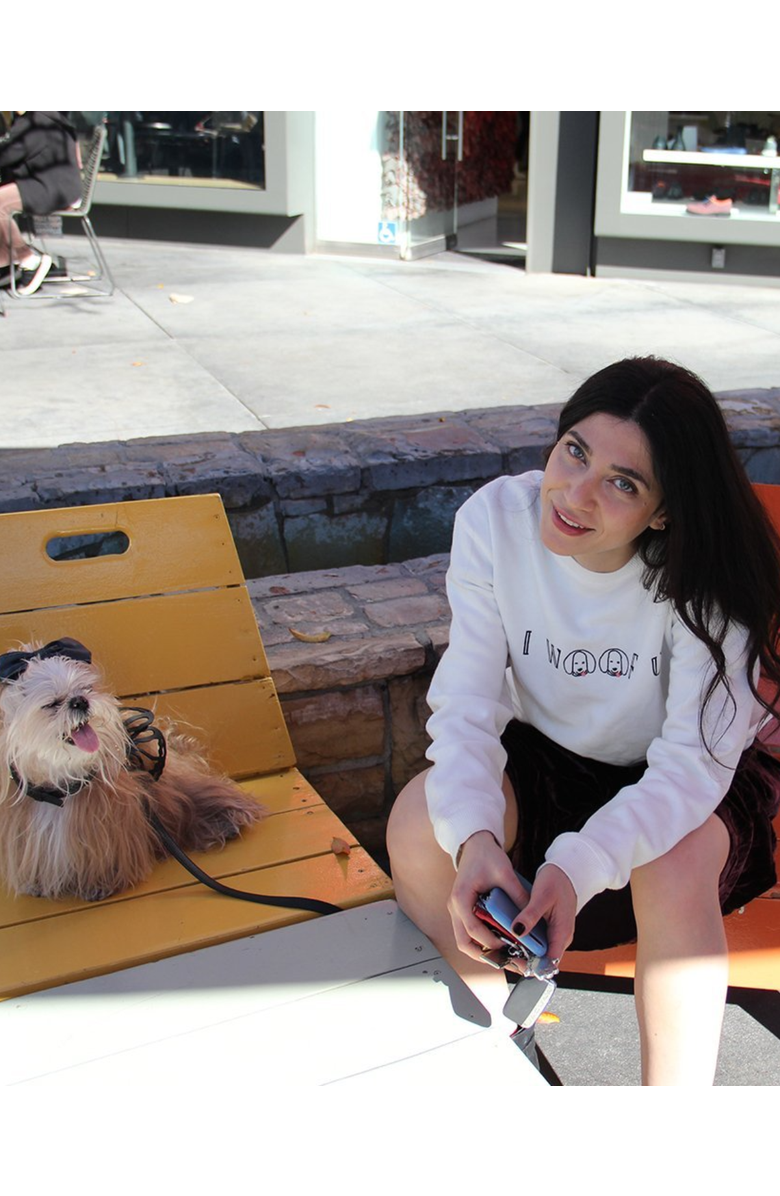 Moshiqa I Woof U Embroidery Sweatshirt, Alternate, color, White