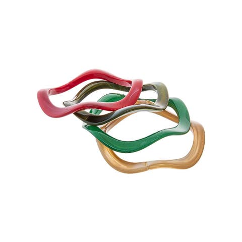 Colored Wavy Resin Bangle Stack Set