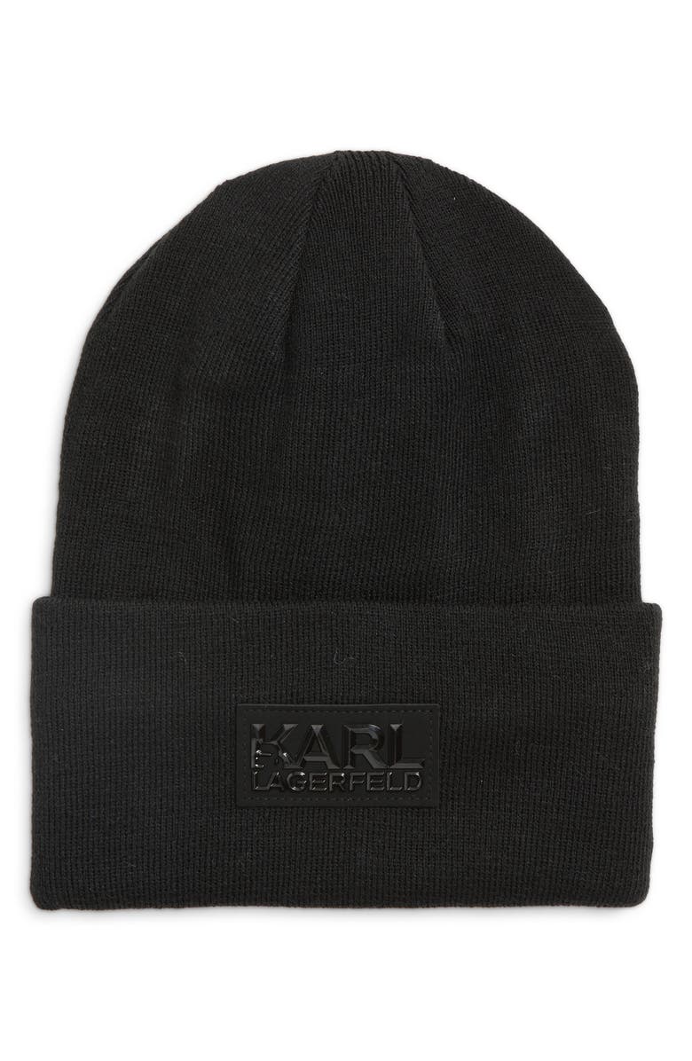 KARL LAGERFELD PARIS Fleece Lined Beanie, Main, color, 