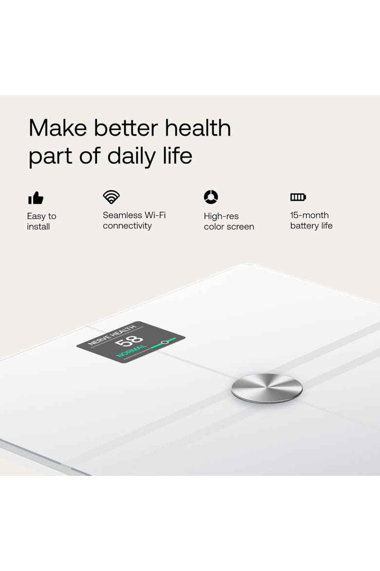 Body Comp - Scale for Body Weight and Complete Body Analysis, Wi-Fi & Bluetooth, Baby Digital Scale, Accurate Visceral Fat, Heart Health, Scales Compatible with Apple, FSA/HSA, Alternate, color, White