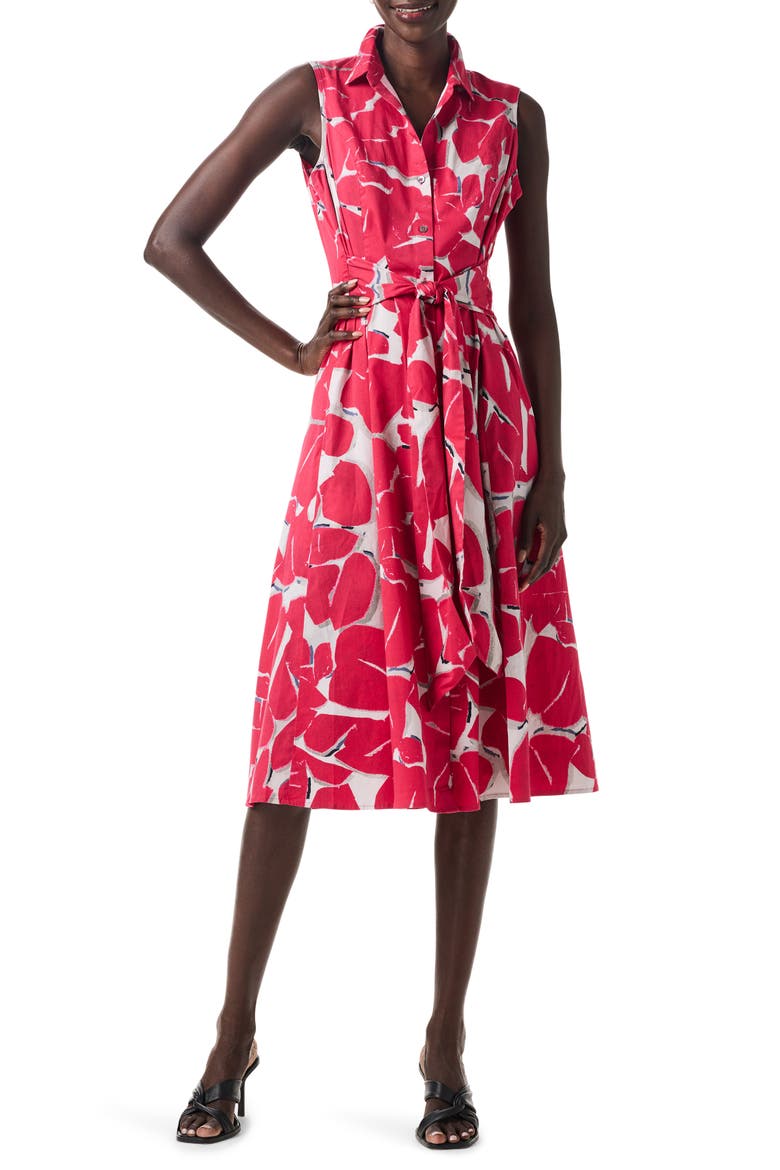 Bold Petals Sleeveless Button-Up Shirtdress, Main, color, RED MULTI