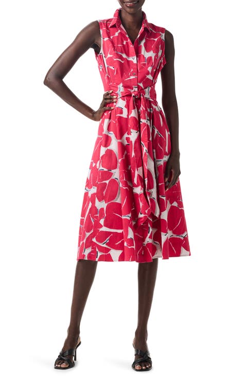Bold Petals Sleeveless Button-Up Shirtdress