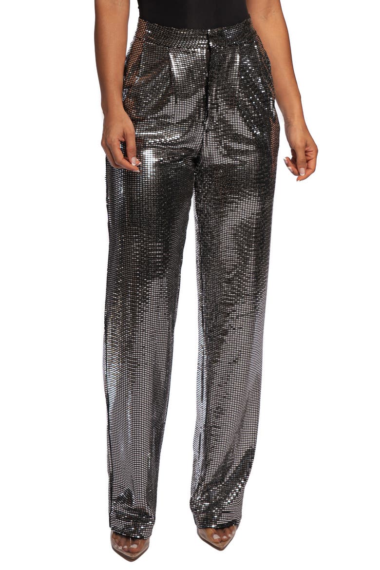Sequin Wide Leg Pants, Main, color, SILVER