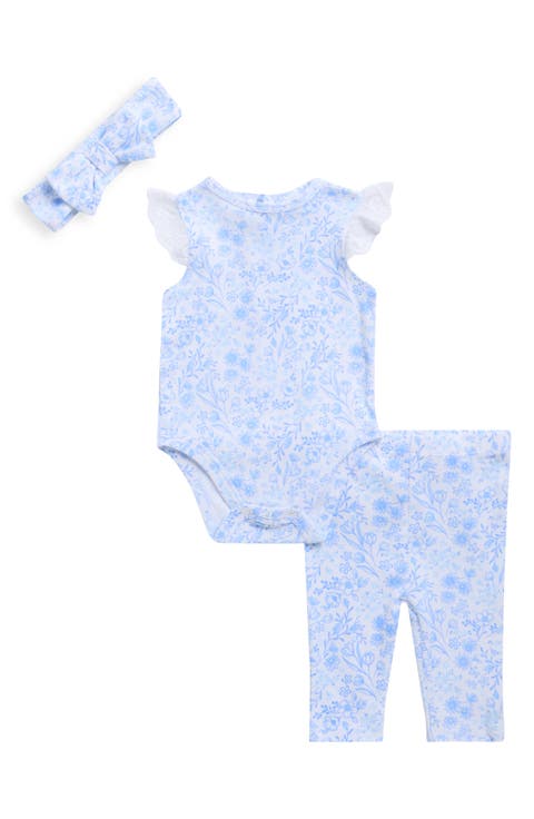 Cotton Floral Bodysuit, Leggings & Headband Set (Baby)