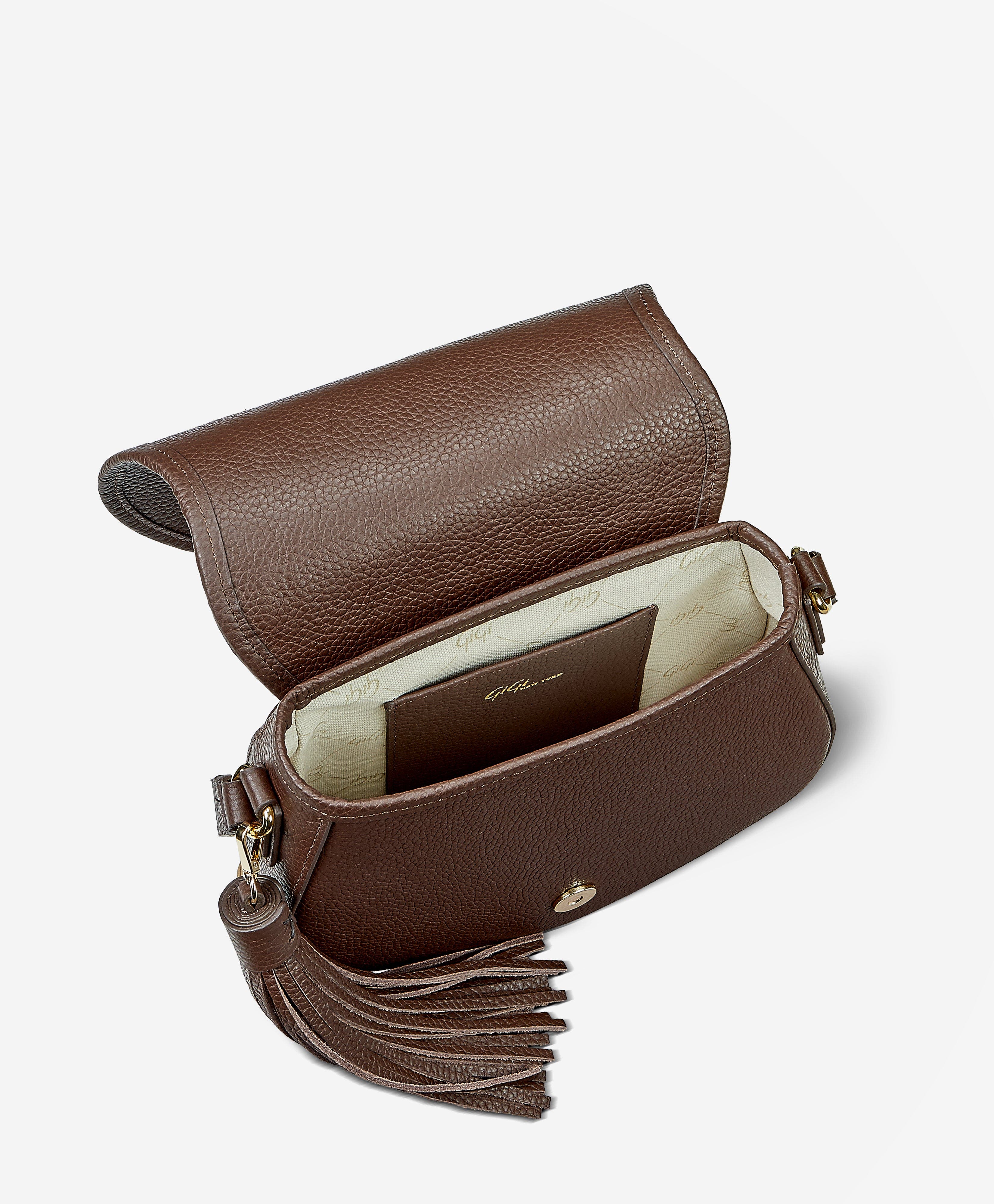 GiGi New York Jenni Saddle Bag Pebble Grain Leather, Alternate, color, Chocolate