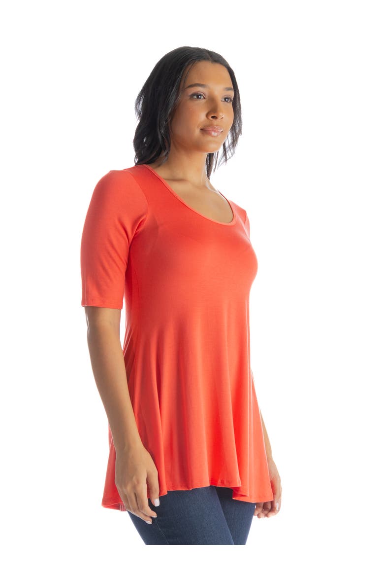 Elbow Sleeve Swing Tunic Top, Alternate, color, Carrot