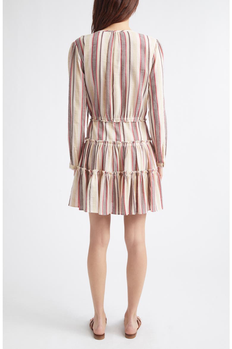 Lauren Stripe Long Sleeve Cotton Voile Minidress, Alternate, color, NEAPOLITAN PINK STRP