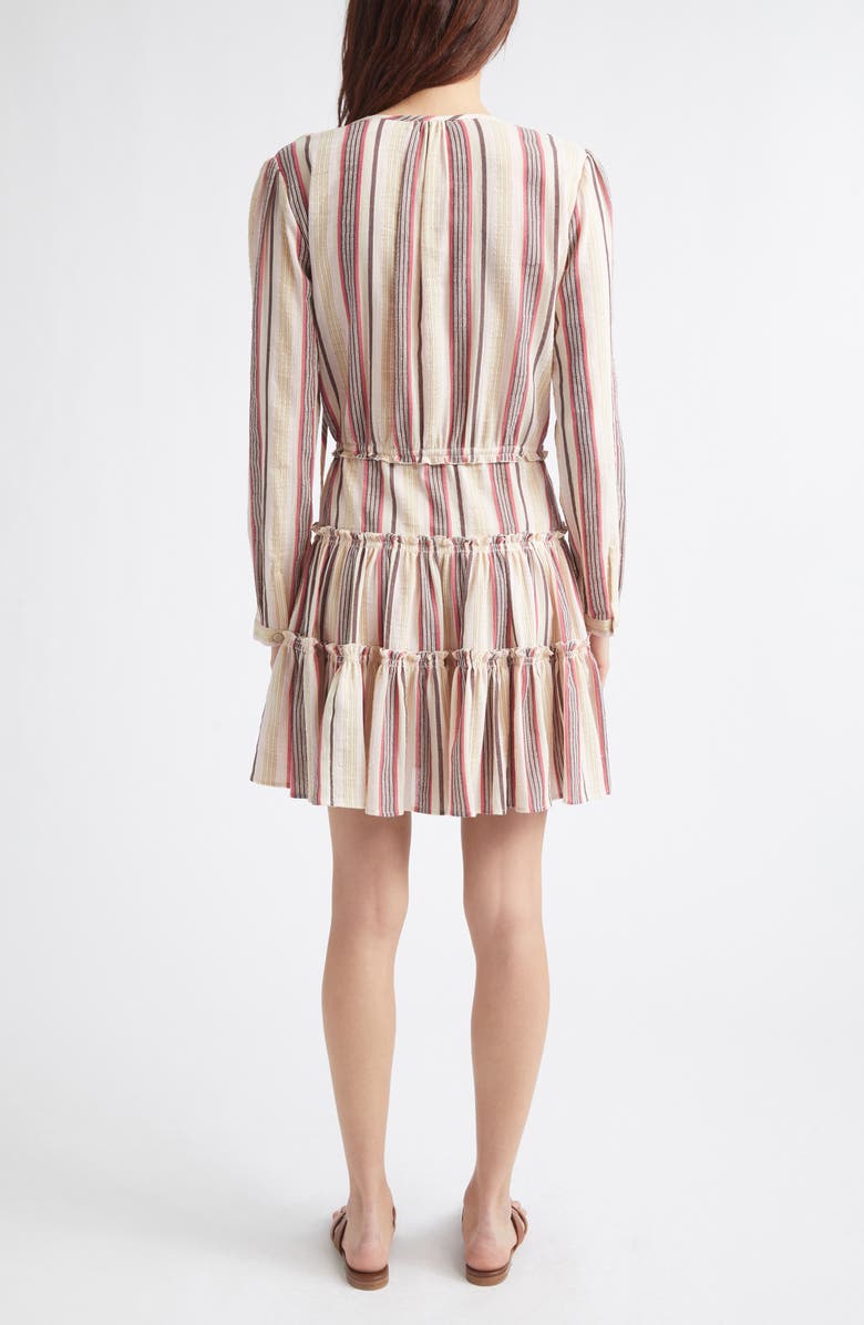 Burberry Lauren Stripe Long Sleeve Cotton Voile Minidress, Alternate, color, Neapolitan Pink Strp