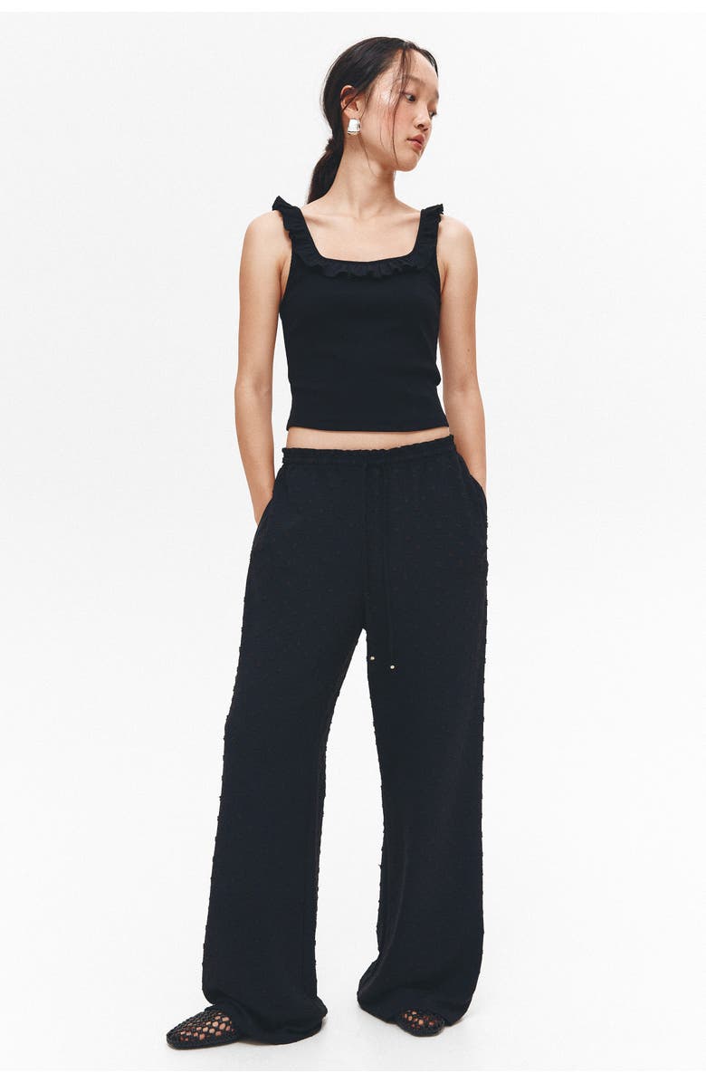 H&M Plumeti Drawstring Trousers, Alternate, color, Black