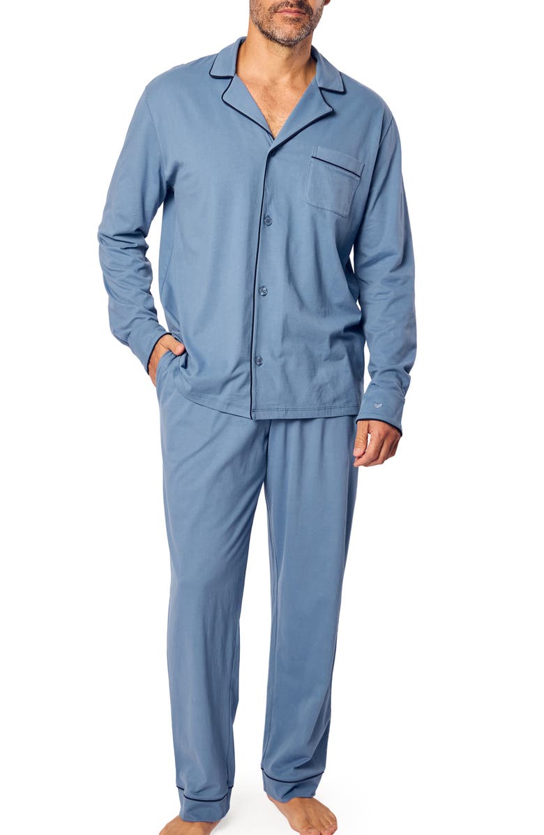 Petite Plume Knit Pima Cotton Pajamas, Main, color, Blue