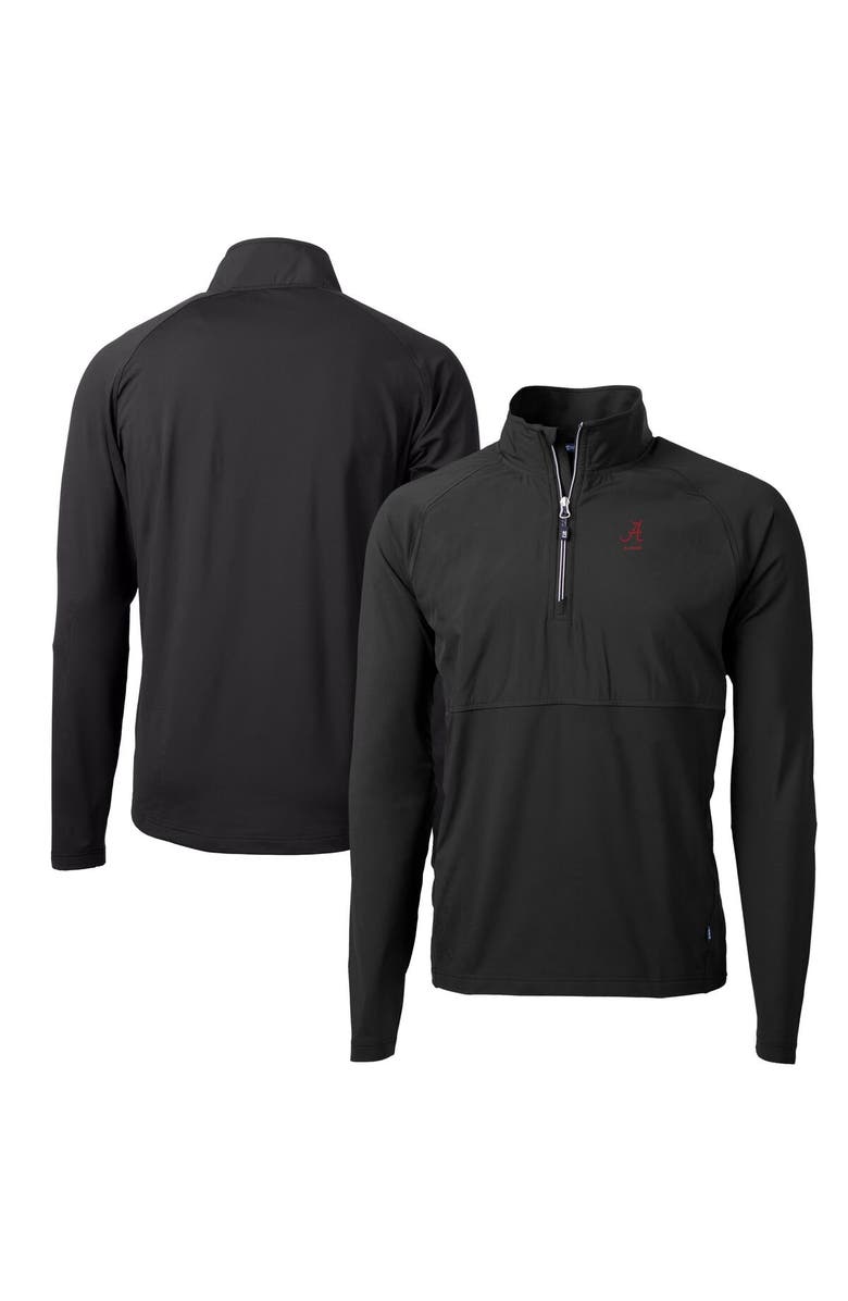 Cutter & Buck Men's Cutter & Buck  Black Alabama Crimson Tide Alumni Logo Adapt Eco Knit Hybrid Recycled Quarter-Zip Pullover Top, Main, color, 
