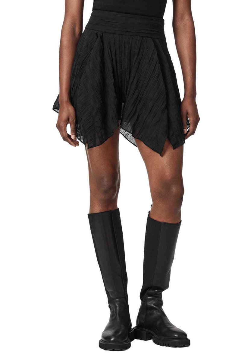 AllSaints Asal Asymmetric Miniskirt, Main, color, Black