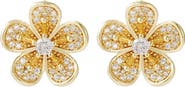 Adornia 14K Gold Plated Cubic Zirconia Flower Stud Earrings