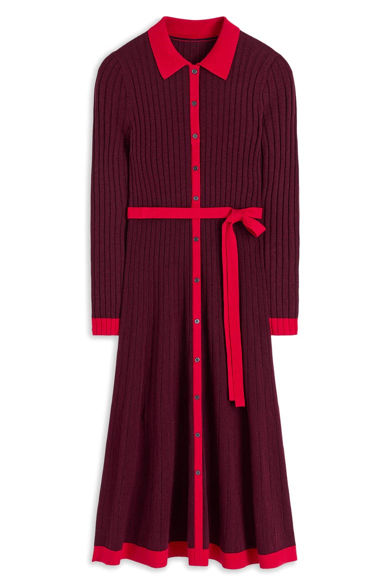 Rachel Long Sleeve Cotton & Wool Rib Shirtdress, Alternate, color, DEEP WISTERIA