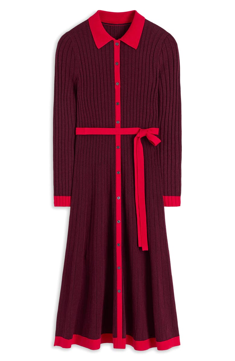 Boden Rachel Long Sleeve Cotton & Wool Rib Shirtdress, Alternate, color, Deep Wisteria