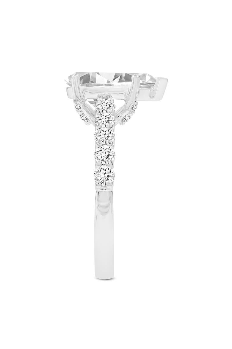 Iris 14K Gold Pear Shaped Lab Grown Diamond Hidden Halo Ring - 2.7 Ct, Alternate, color, 14K White Gold