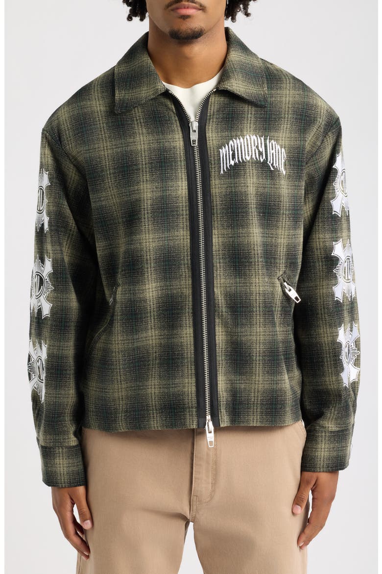 Plaid Zip Jacket, Alternate, color, GREEN PLAID