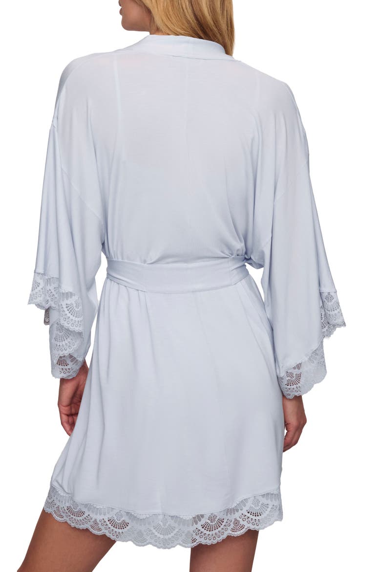 Mariana Lace Trim Jersey Robe, Alternate, color, ICE BLUE