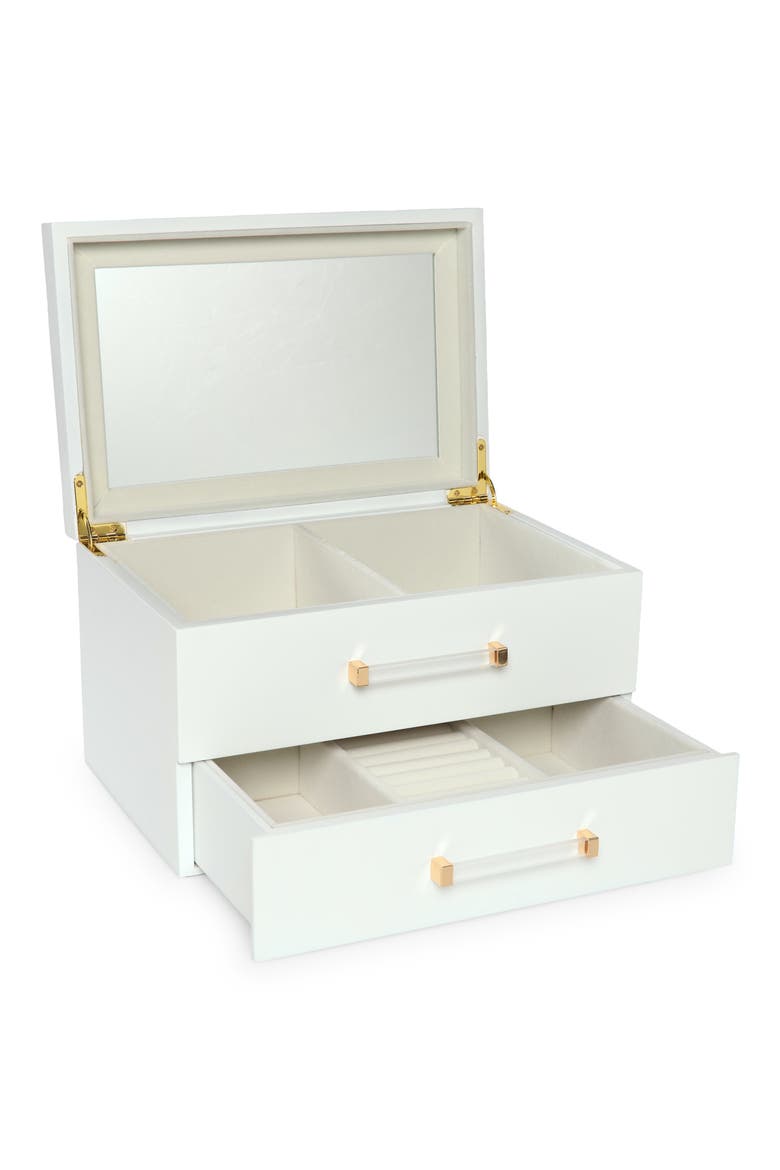 Lacquered Wood Jewelry Organizer, Alternate, color, WHITE- NATURAL- GOLD