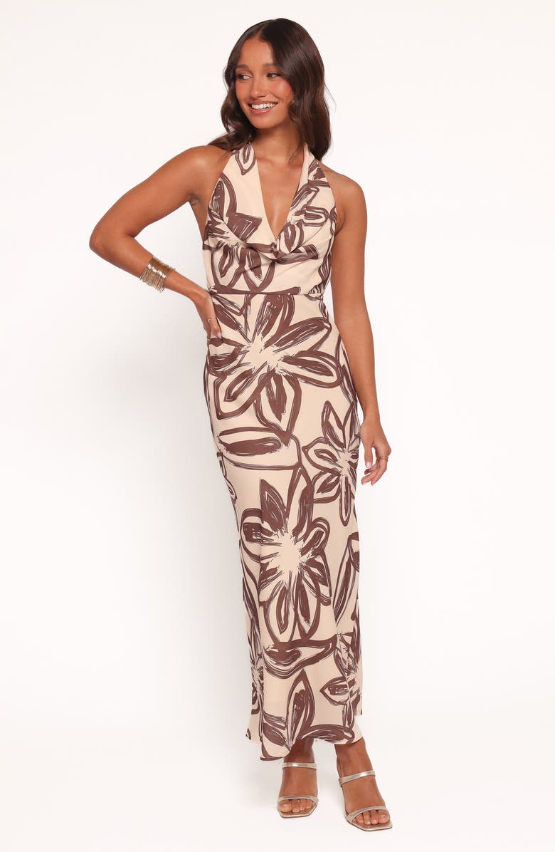 Petal & Pup Warner Print Halter Dress, Alternate, color, Cream/Brown