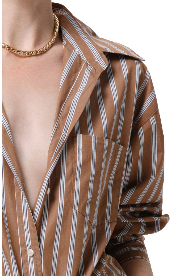 Thea Striped Boyfriend Shirt, Alternate, color, COPPER STRIPE ORGANIC BROWN