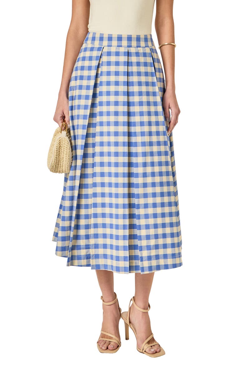 Checked Cotton Maxi Skirt, Main, color, BLUE PLAID MULTI