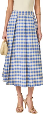 English Factory Checked Cotton Maxi Skirt