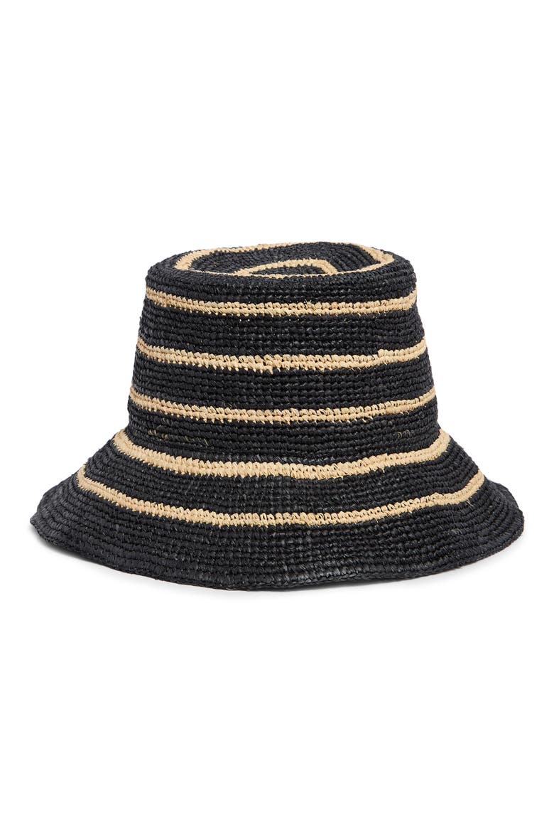 Stripe Straw Cloche, Alternate, color, NATURAL/BLACK