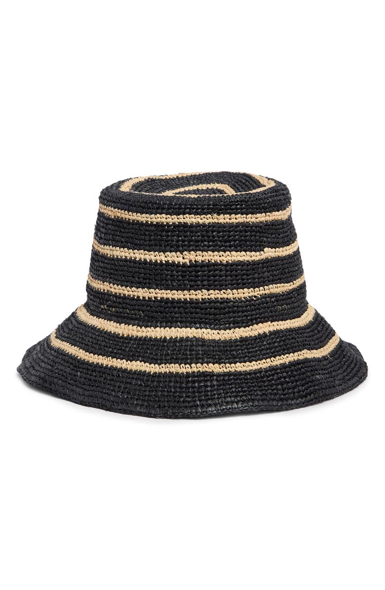 Vince Stripe Straw Cloche, Alternate, color, Natural/Black