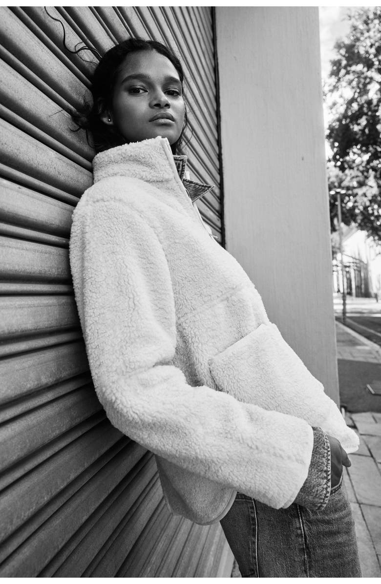 H&M Teddy Jacket, Alternate, color, Light Beige