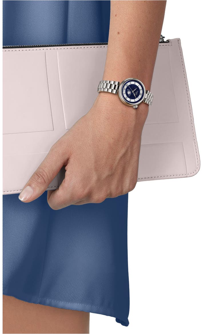 Bellissima Desir Moonphase Two-Tone Bracelet Watch, 36mm, Alternate, color, BLUE STAINLESS STEEL