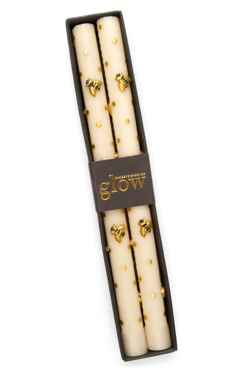 Set of 2 Gold Bee Taper Dinner Candles